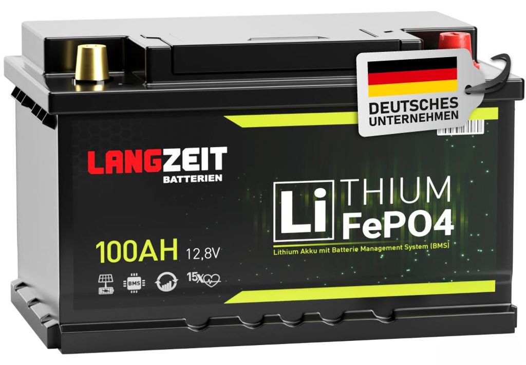 LANGZEIT LiFePO4 100Ah 12V Lithium Batterie Solarbatterie Produktbild 