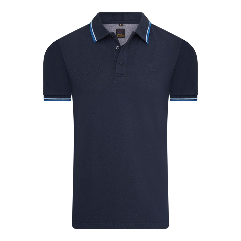 Mario Russo Tipped Polo Edward  Blau - Große XL Produktbild 