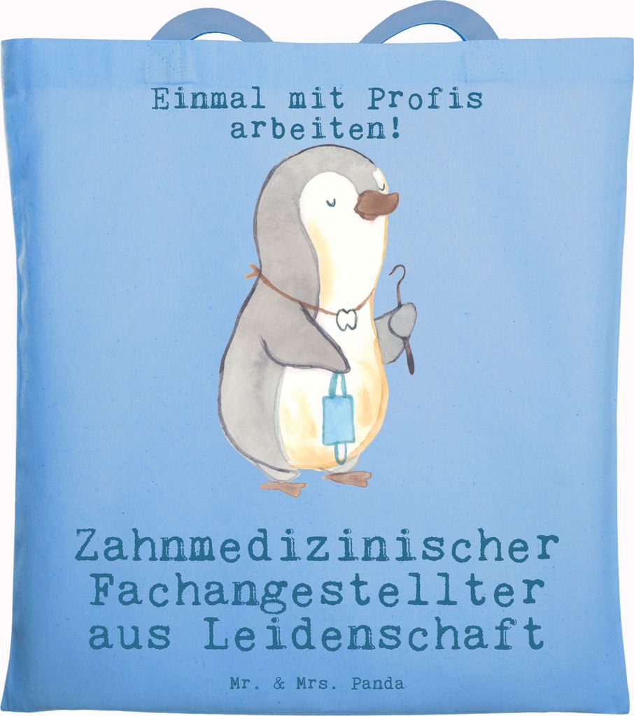 Mr. & Mrs. Panda Shopping Tasche Zahnmedizinischer Fachangestellter Leidenschaft - Sky Blue - Geschenk, baumwolle, Tote Bag, Jutebeutel, festivalta...