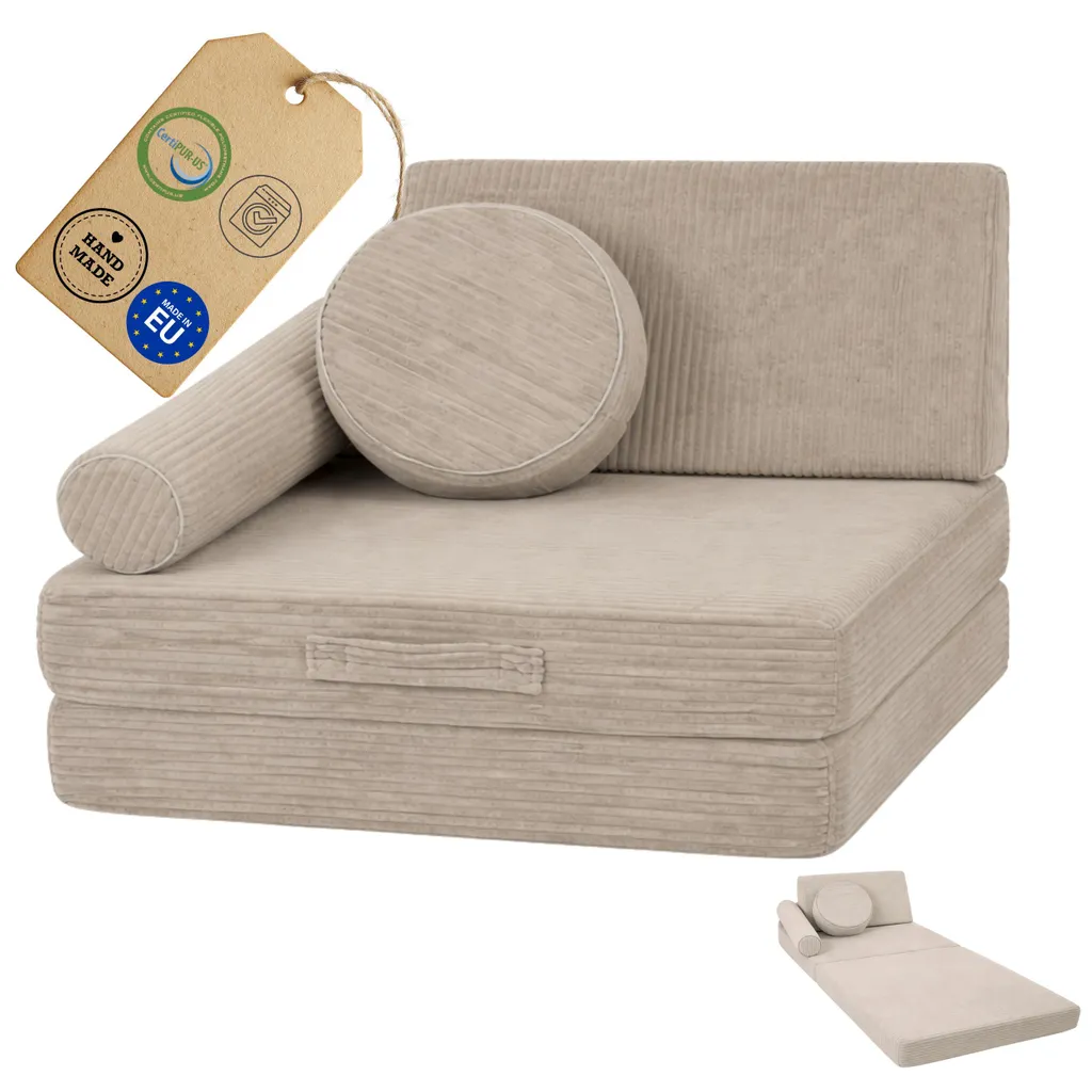Fauteuil Enfant Déhoussable en Mousse Haute Densité Convertible Bleu