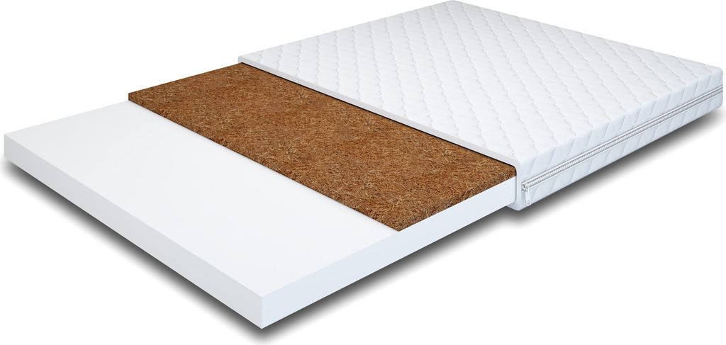 MR GROUP Matratzentopper HARD 130 x 200 cm Komfortschaumtopper, Kokos Topper Höhe ca. 6 cm H3/H4 Matratzenauflage hohe Festigkeit weiß Mikrofaser