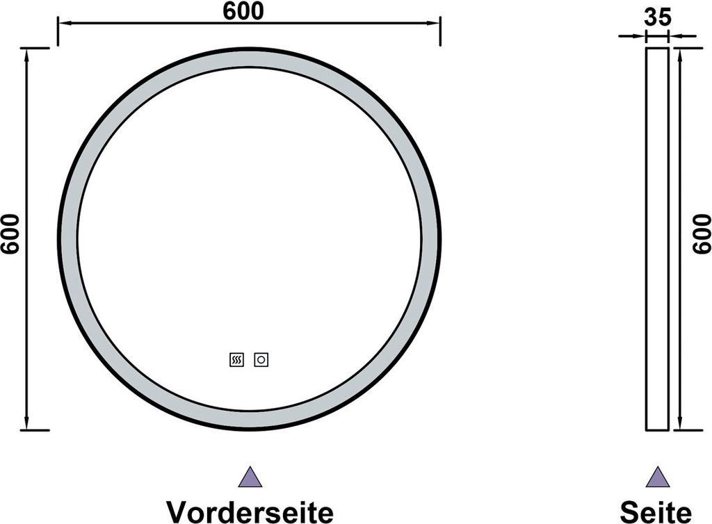 LED Badspiegel Rund 60cm Kalt/Neutral/Warmweiß dimmbar Produktbild 9