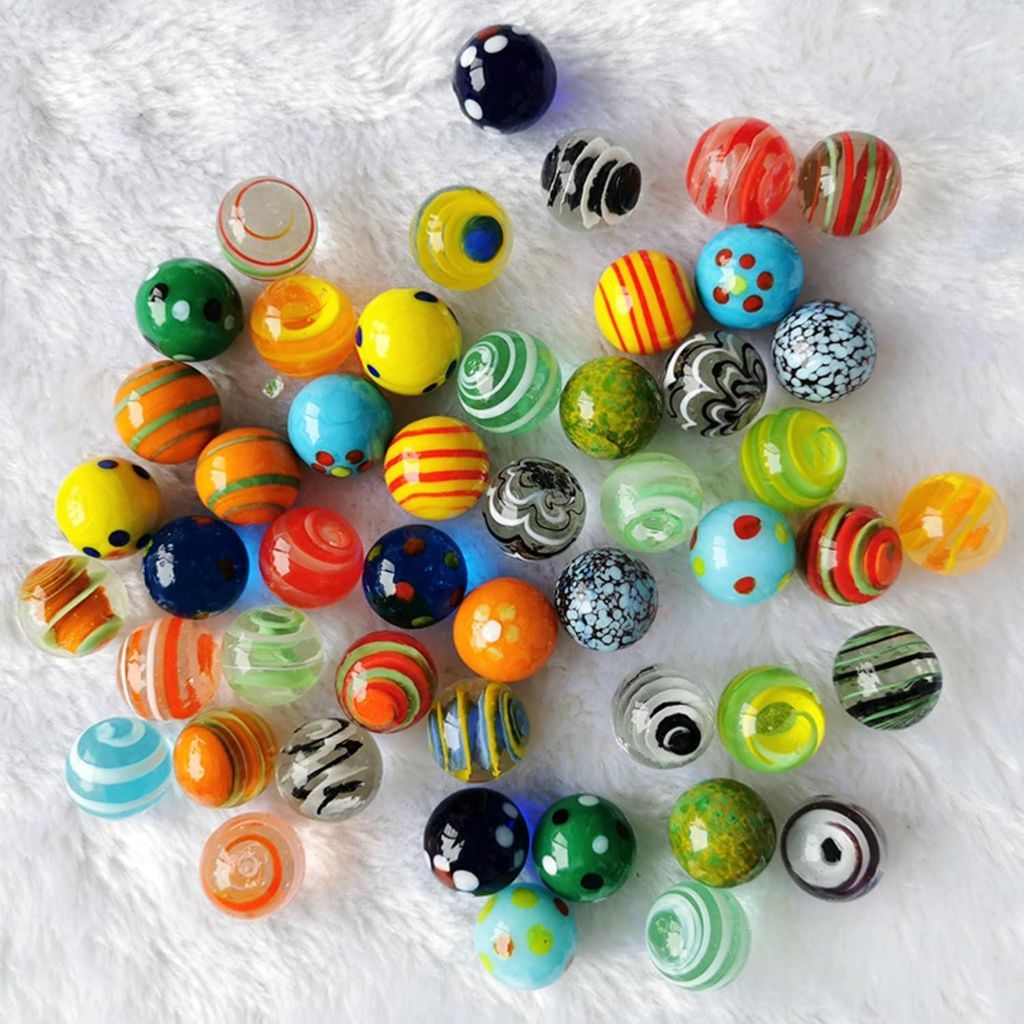 20 Katzenaugen-Glasmurmeln, 16 mm, bunt, handgefertigt, DIY-Dekoration