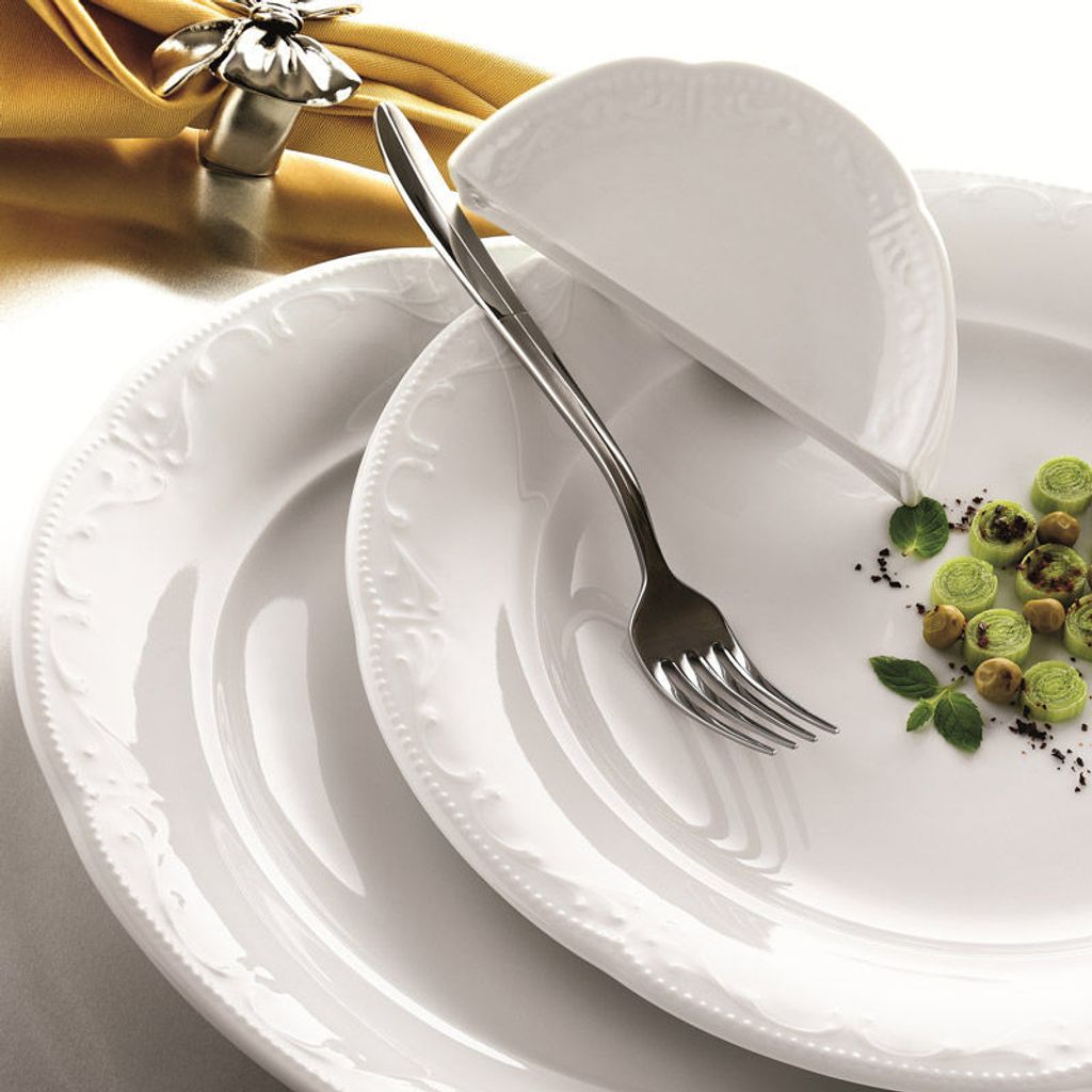 Hermia Concept, Hochwertiges 24-teiliges Dinner Set aus 100% Porzellan, Weiß | 6 Servierplatten (22x22x2), 6 Teller (20x20x2), 6 Schalen (14x14x5)...