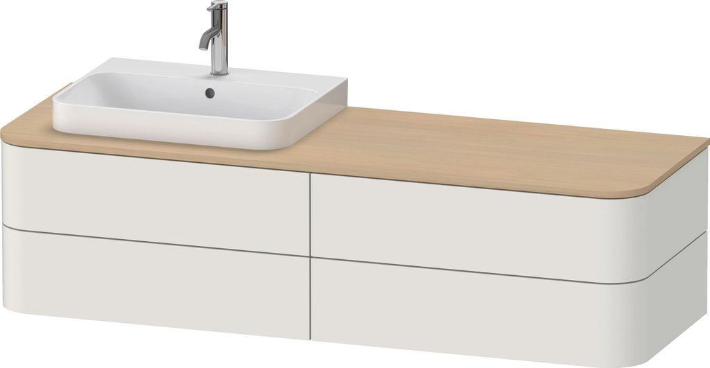 Duravit Happy D.2 Plus Konsolenwaschtischunterbau wandhängend, 1600x550 mm, 4 Schubkästen, für Möbelwaschtisch Position links, HP4963L39390010