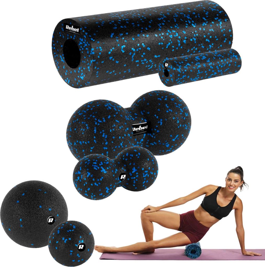 REBEL Massage-Set 6-tlg EPP Mini-Roller & Bälle