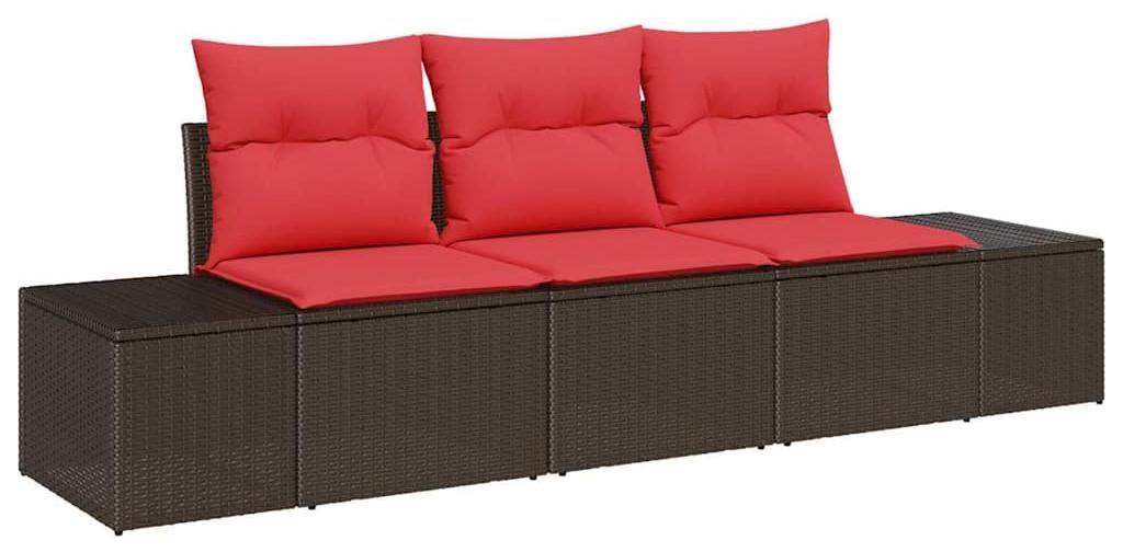 Sofa Set mit Kissen 3 pcs Braun Poly-Rattan