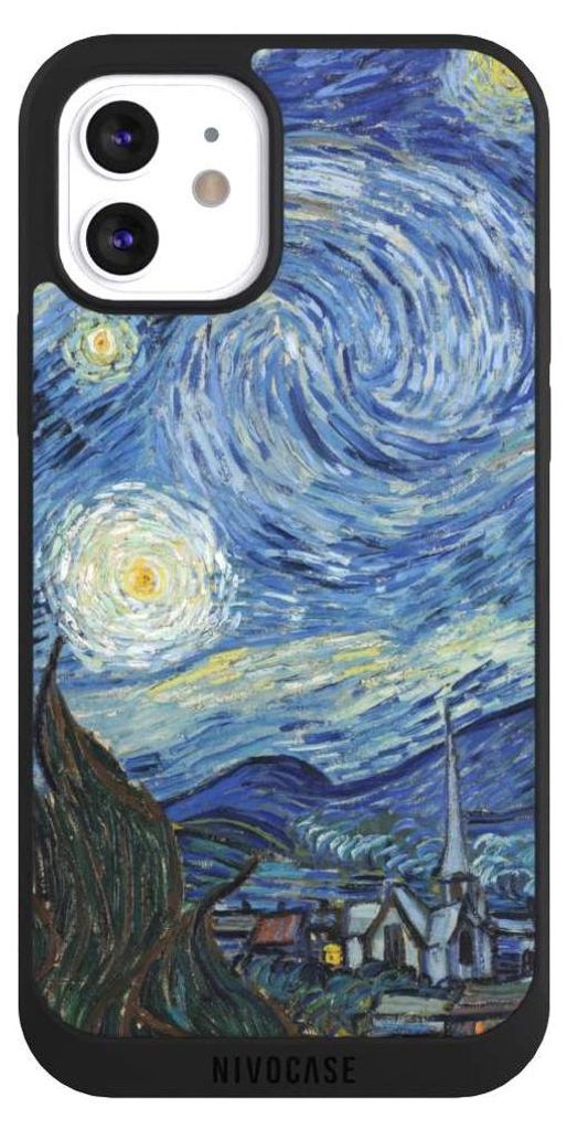 NIVOCASE Handyhülle für Apple iPhone 12 Hülle NIVOpure Case Schwarz Kunst The Starry Night