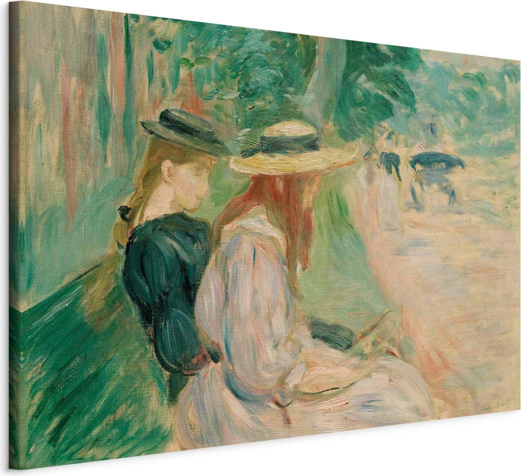 Italienischer Leinwand Leinwandbild - Sur un banc de Bois de Boulogne (Berthe Morisot) 90x60 cm Reproduktionen l-F-12348-b-a
