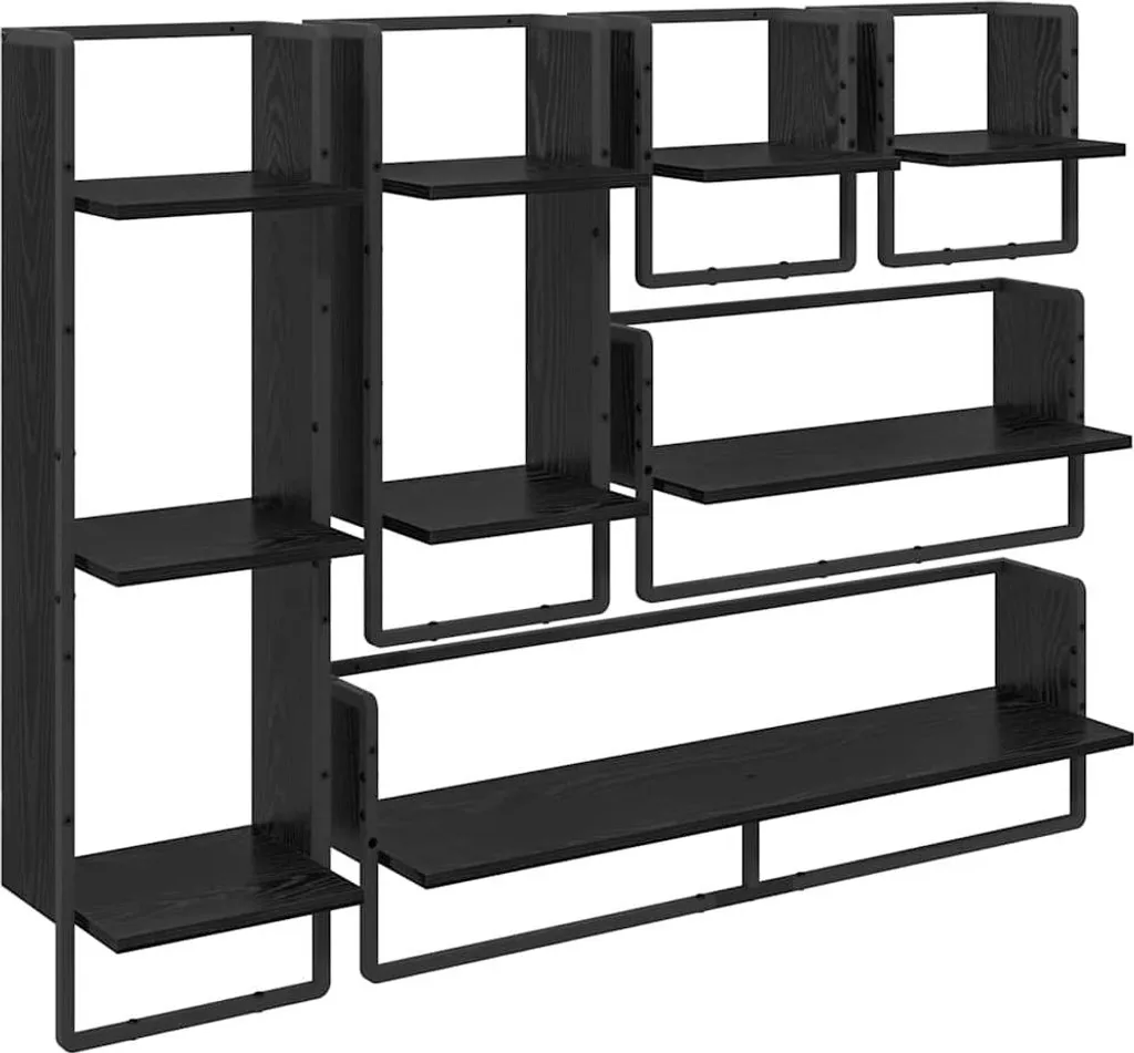 Set 6 Mensole Design vidaXL 100cm Rovere Nero - Arredo Minimal