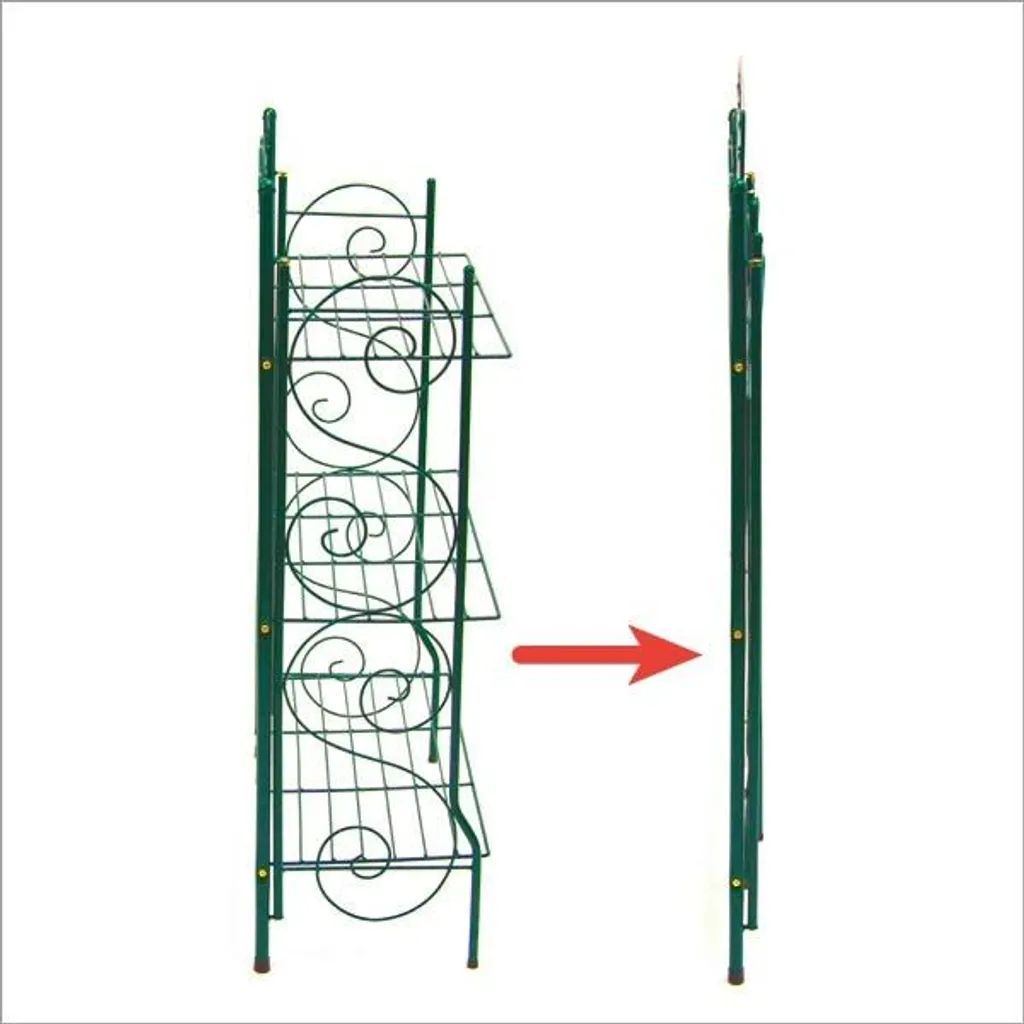 Porte-fleurs extérieur pliant 3 niveaux pour balcon et terrasse vert - 7