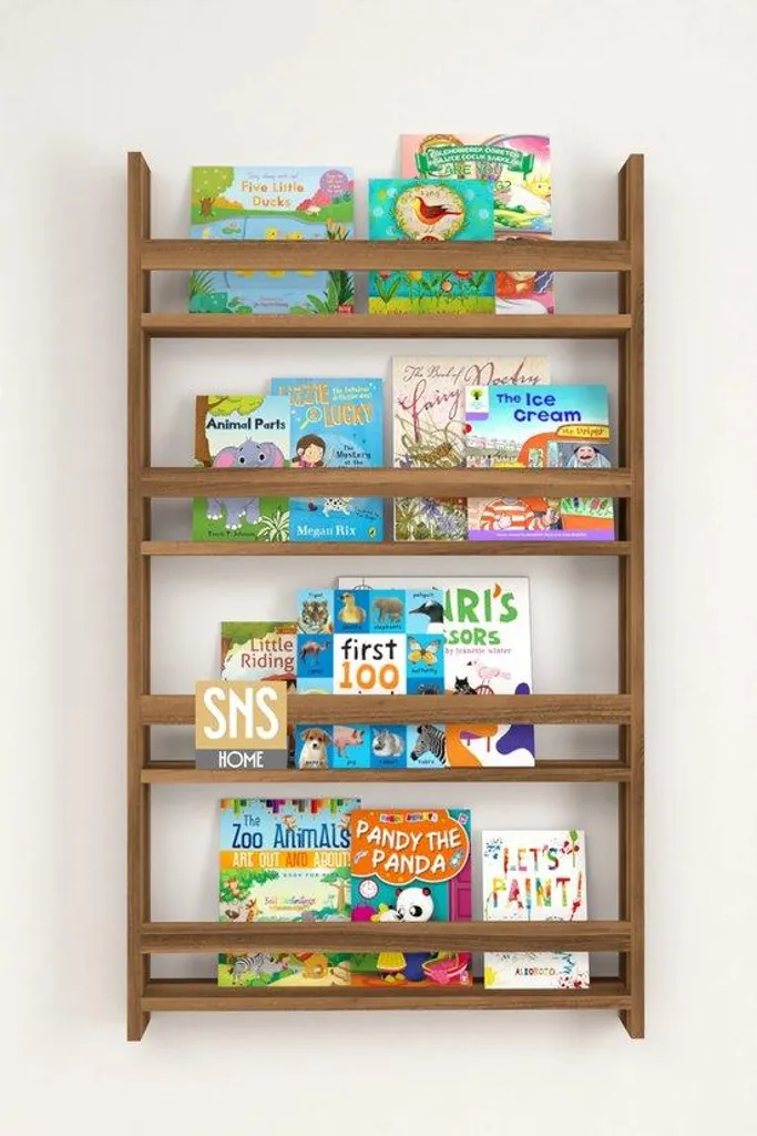Étagère SNS Home 120 cm Montessori en bois Okkernoot robuste et stable