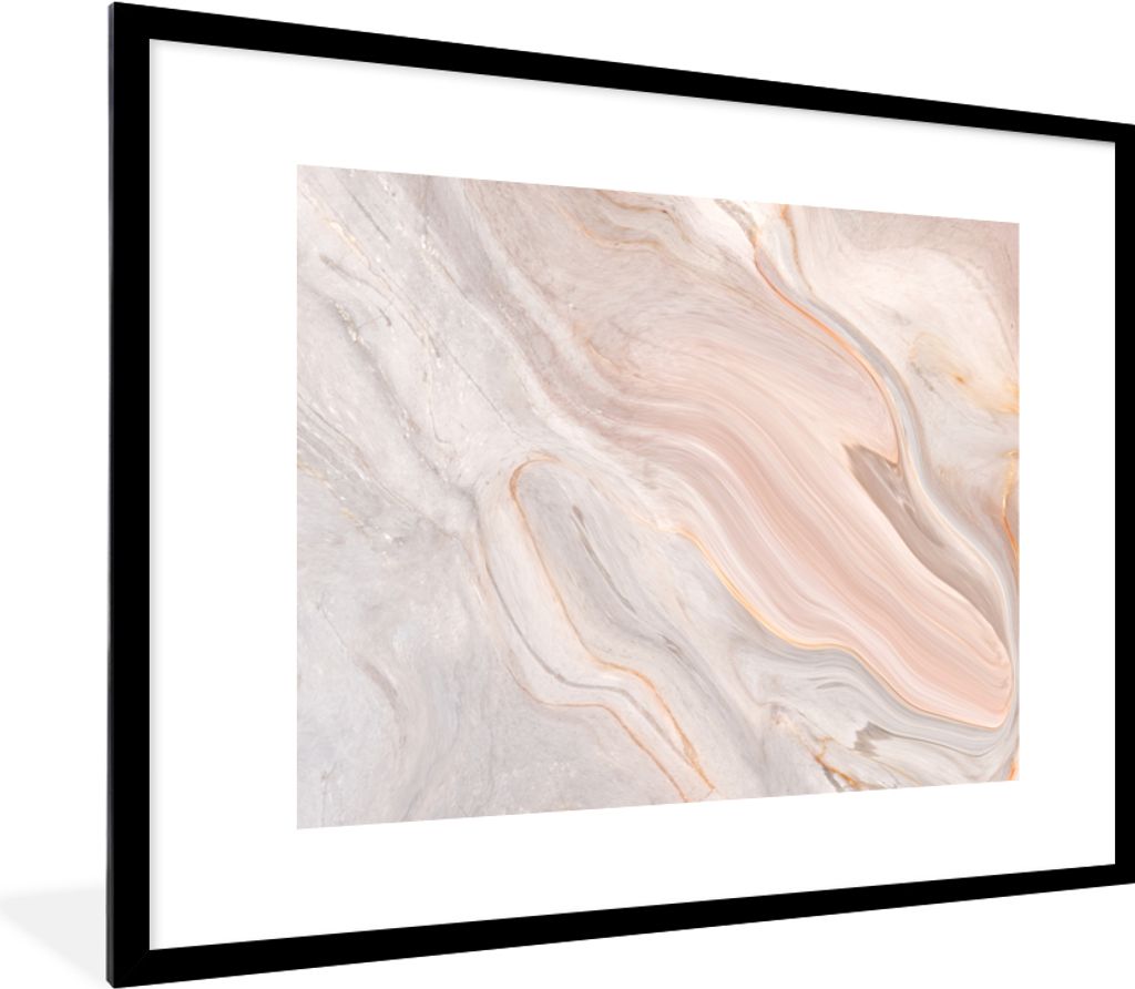 MuchoWow Gerahmtes Poster Marmor - Muster - Pastell - Abstrakt - Marmoroptik - Luxe 80x60 cm - Poster mit Schwarzem Bilderrahmen Wandposter Rahme...