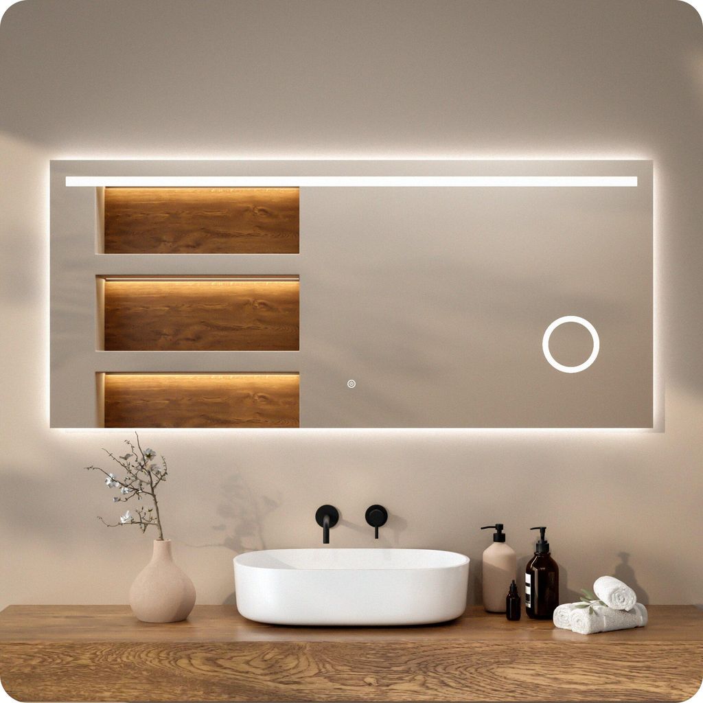 Mirlux Badezimmerspiegel mit LED Beleuchtung - Rechteckiger - Anti-Kondensations - 120x80cm