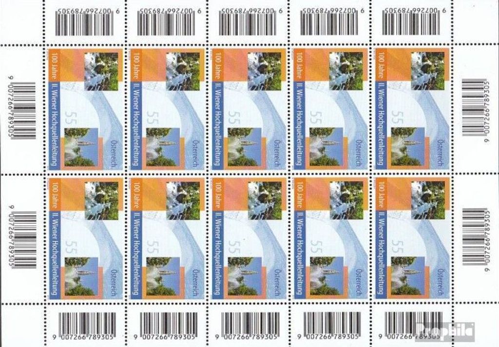 Briefmarken Österreich 2010 Mi 2876Klb Kleinbogen (kompl.Ausg.) gestempelt Hochquellenleitung