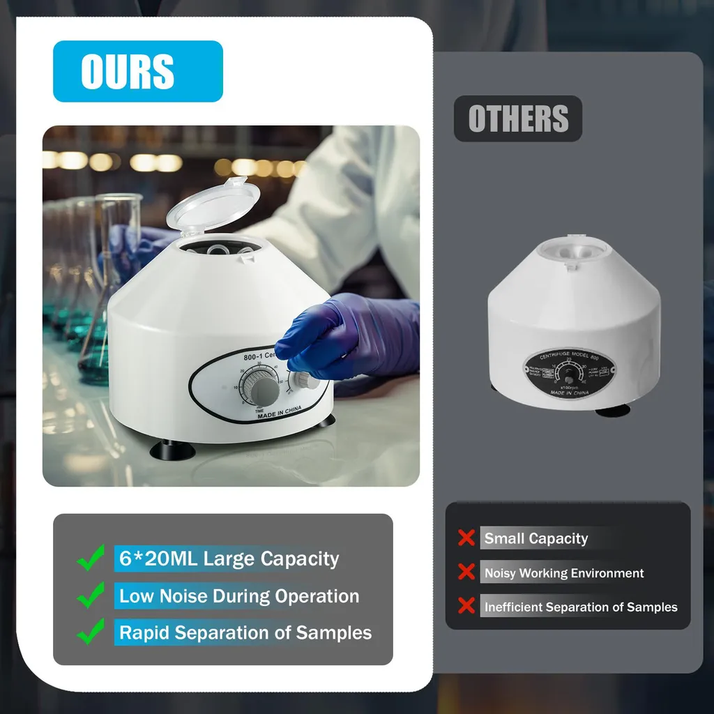Centrifugeuse Stable 4000 tr/min : Fini les Vibrations 6 x 20 ml Blanche