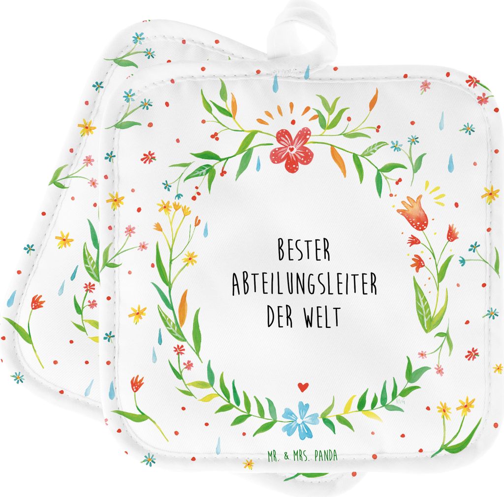 Mr. & Mrs. Panda Topfuntersetzer Abteilungsleiter - Geschenk, topfhalter, Büro, Geschäftsführer, Topflappen Set, Zwei, Topflappenset, Abschiedsg...
