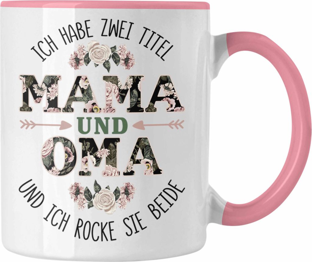 Trendation - Mama und Oma Tasse Geschenk für Oma Weihnachten Geburtstag Lustige Tasse Beste Oma (Rosa)