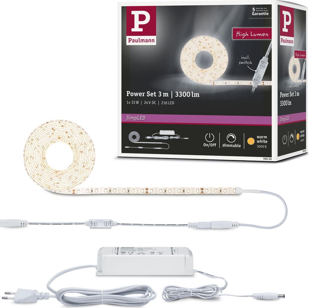Paulmann SimpLED Power LED Strip Warmweiß Komplettset