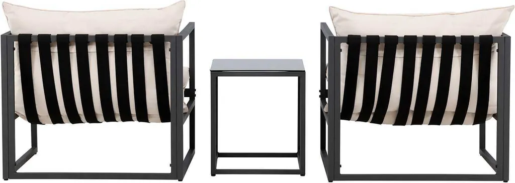 Messinasalon Ensemble de 2 Fauteuils et 1 Table d'Appoint Noire Design - 8