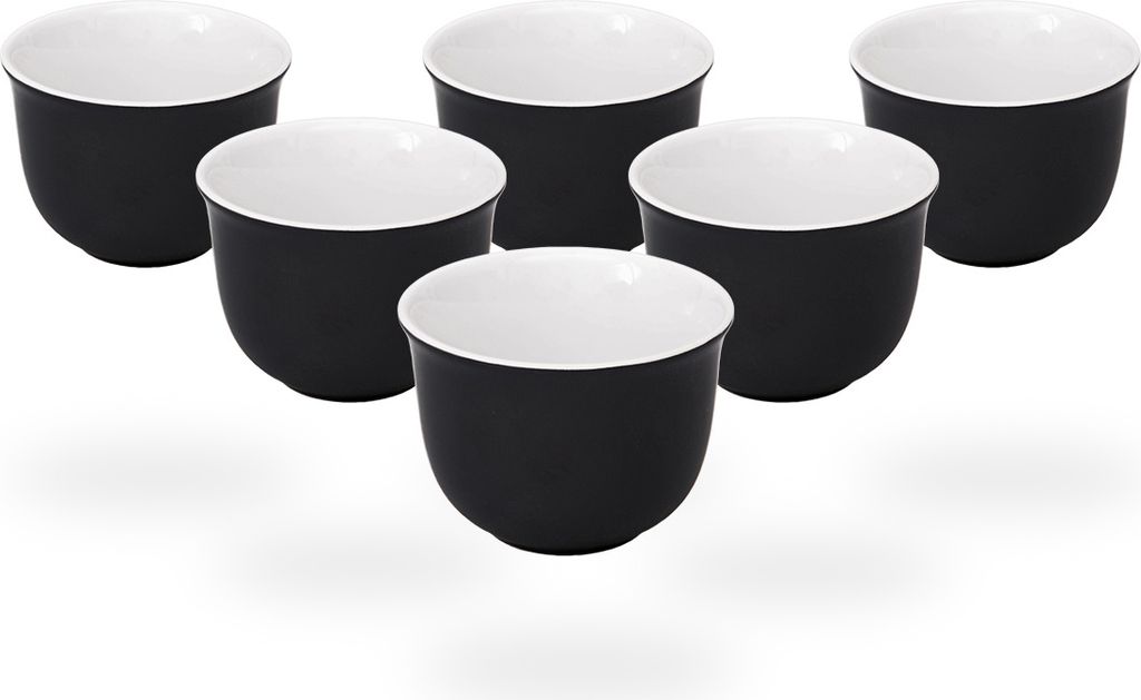 Nelly Teetassen / Teecups / 6 Tassen Keramik je 120ml, weiß/schwarz