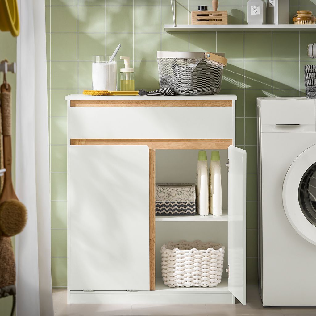 SoBuy Badezimmerschrank Wäscheschrank mit Wäschesäcken Produktbild 3