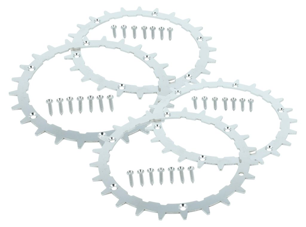 vhbw 4x Spikes kompatibel mit Bosch Indego 350, 400, M700, 2021, M+ 700, XS 300, S+ 500, S 500 Mähroboter - Edelstahl, 24 Zähne, inkl. Schrauben