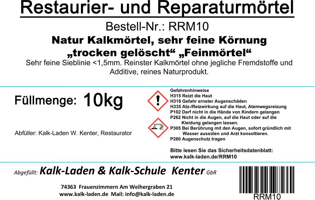 Restaurierungs- und Reparaturmörtel, naturreiner Produktbild 