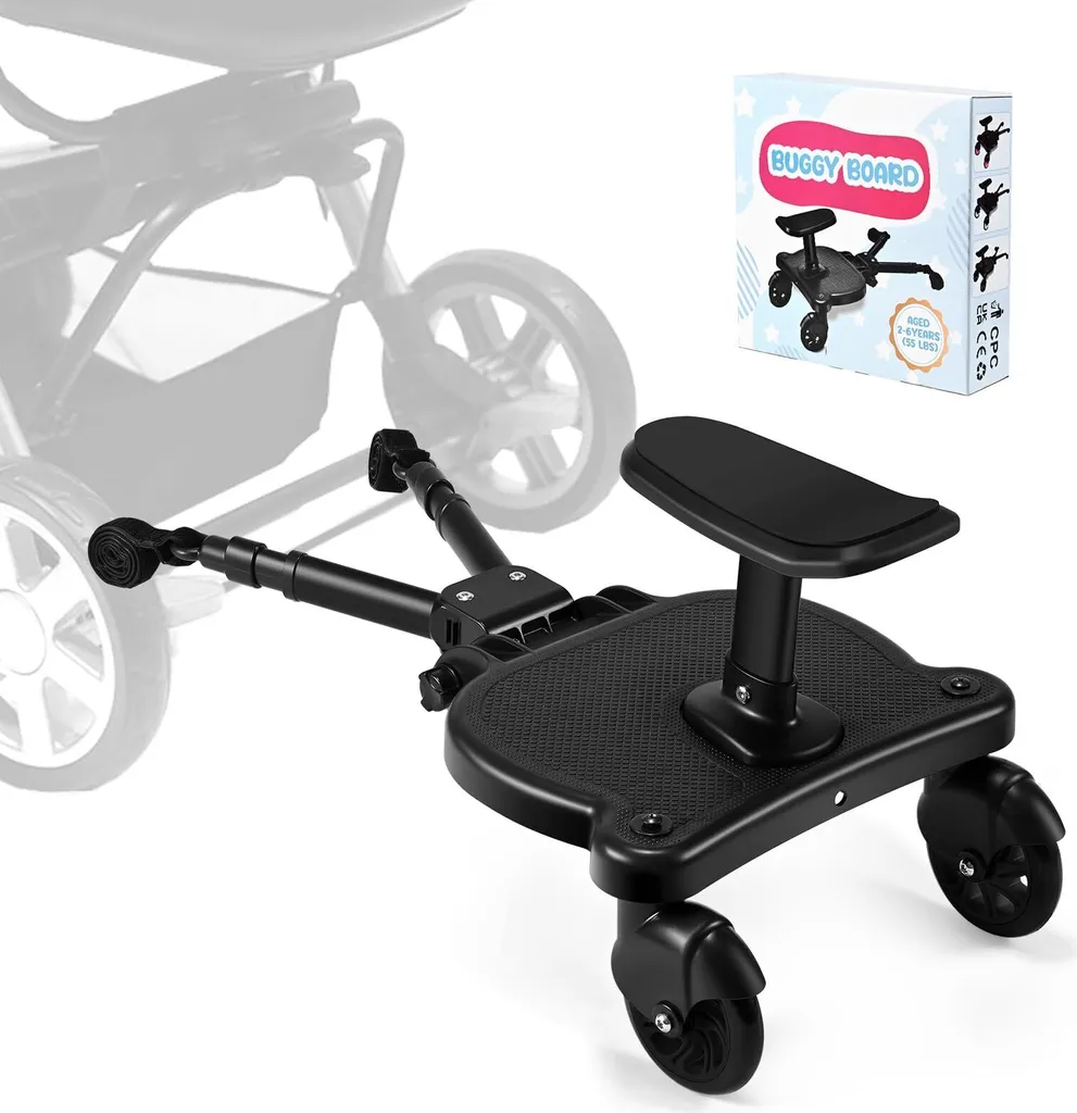 Buggy Board Universel Marchepied avec Siège pour Poussettes de 2 à 6 Ans
