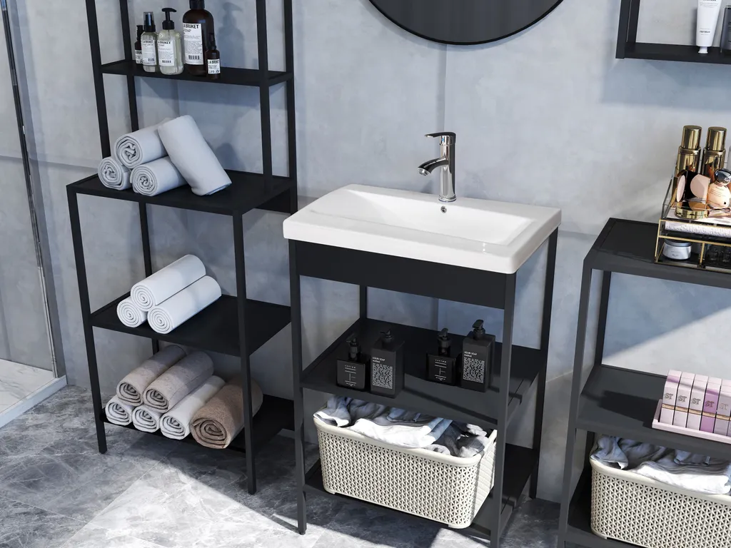 Étagère Industrielle Métal Noir Lorin trendteam Haute Qualité 190 cm