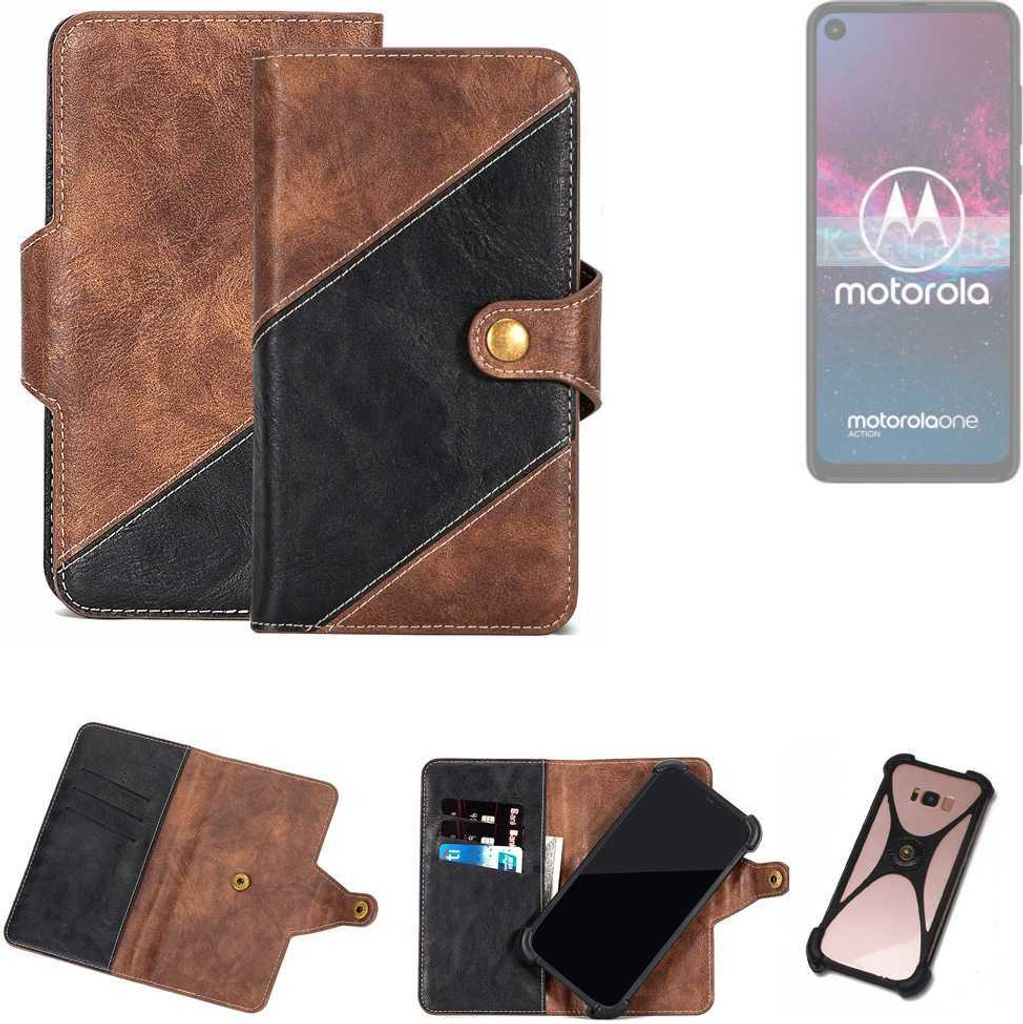 K-S-Trade Handyhülle Schutzhülle Bookstyle Case kompatibel mit Motorola one action Klapphülle Cover Hülle Schutztasche 1x