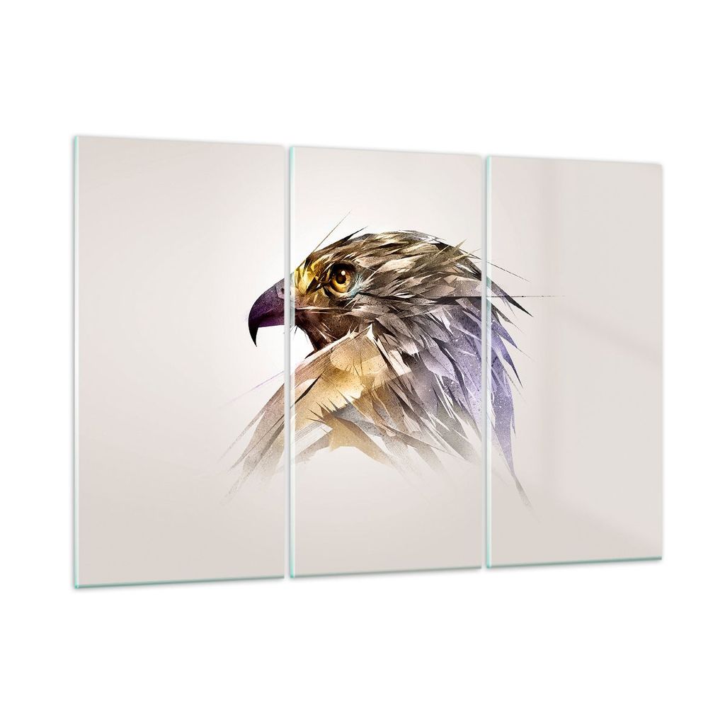 Bilder auf glas - Adler Vogel Feder - 105x70cm - Glasbilder - Wandbilder - Kunstdruck - zum Aufhängen bereit - Wanddekoration aus Glas - Glas Bild...