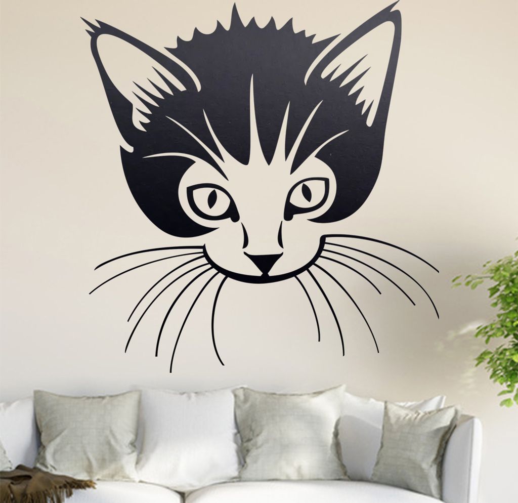 Katze Wandtattoo in 6 Größen - Wandaufkleber Wall Sticker - Dekoration, Küche, Wohnzimmer, Schlafzimmer, Badezimmer