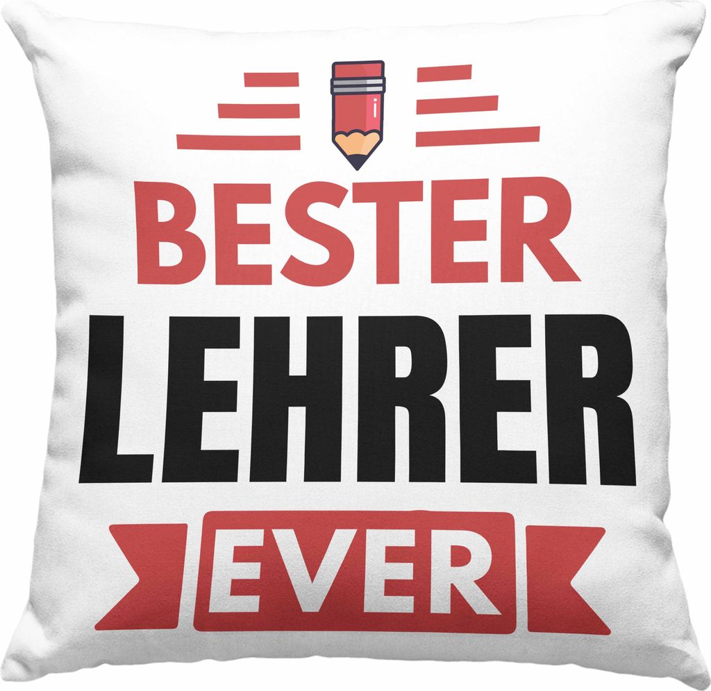 Trendation - Bester Lehrer Ever Deko-Kissen mit Füllung 40x40 Geschenk Abschied Abschiedsheschenk Lehrer Abi Abitur Spruch (Grün)