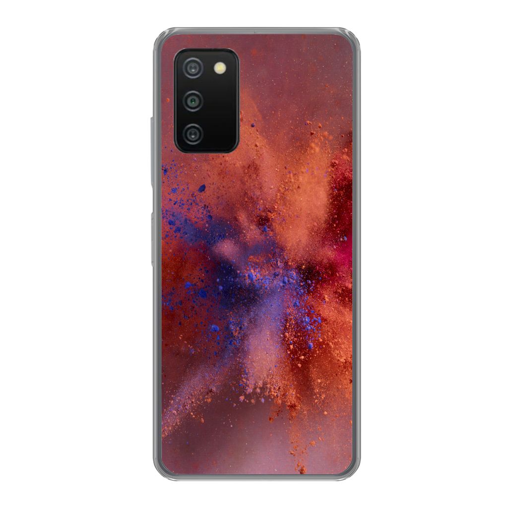 MuchoWow Handyhülle Schutzhülle Hülle für Samsung Galaxy A03s Puder - Rot - Orange - Abstrakt Silikon Softcase Handy Hülle - Schutz