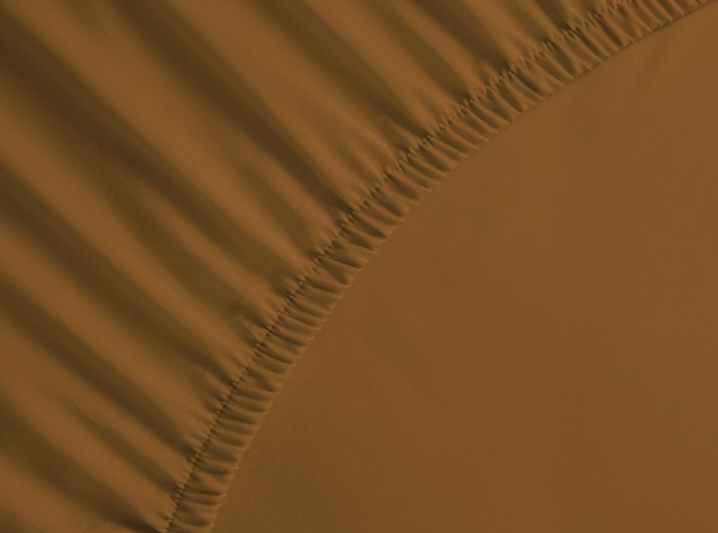 Percale Spannbettlaken 140x200+40 cm. Cognac Brown Produktbild 