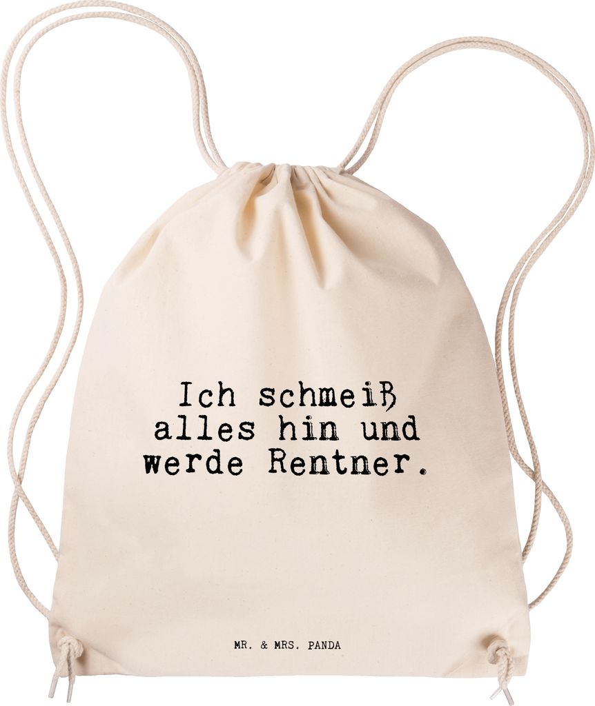 Mr. & Mrs. Panda Jutebeutel Ich schmeiß alles hin... - Transparent - Geschenk, wander rucksack, Pensionierung, gym tasche, sporttasche klein, Beut...