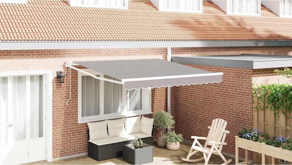 Maison Exclusive - Markise Hellgrau 350 x 250 cm Polyester und Metall