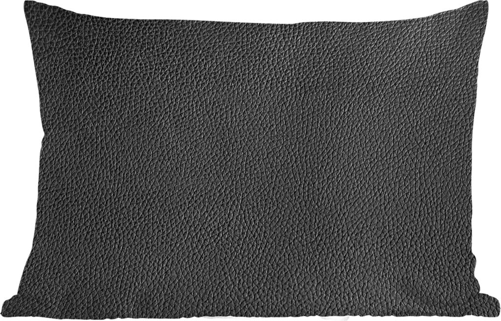 MuchoWow Outdoor Kissen - Leder - Lederoptik - Schwarz - Hell - 50x30 cm - Wetterfest - Lounge Kissen - Sofa kissen - Wohnzimmer Dekoration