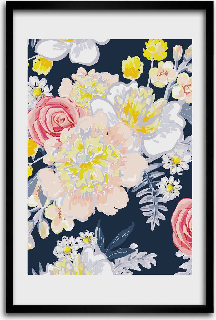 Bild - Bilderrahmen - 40 cm x 60 cm - MDF - Rahmen - Wandkunst - Ein Blumenstrauß
