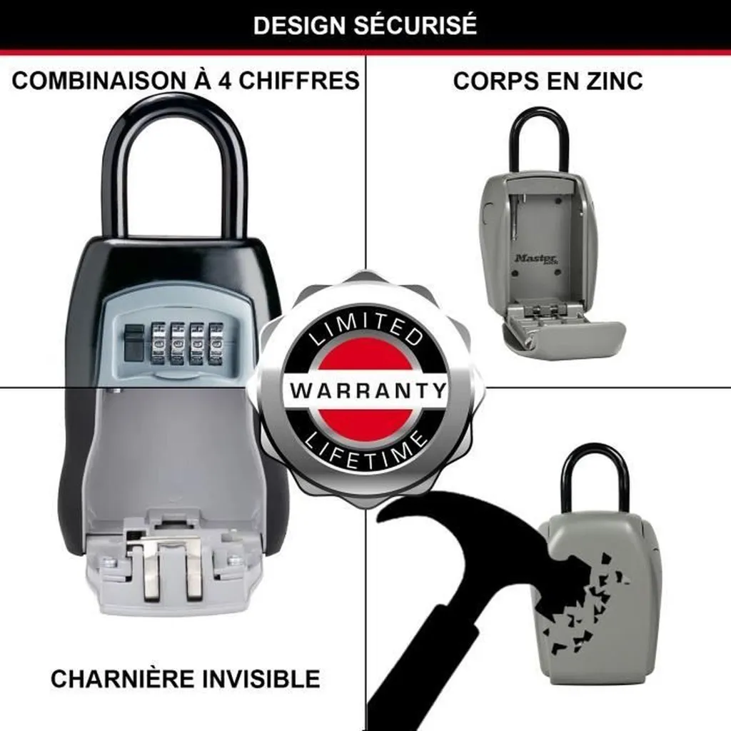 Coffre à Clés Blindé Master Lock 5414EURD Résistant aux Intempéries - 6