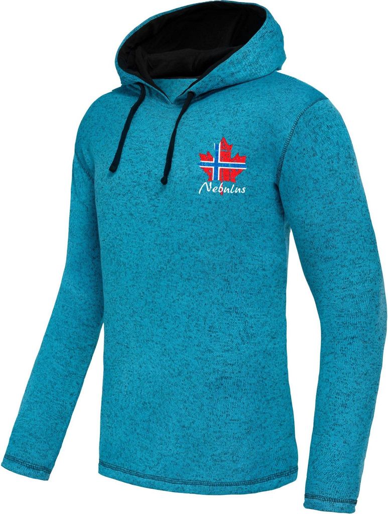 Nebulus Fleecehoody JAKE Herren, stylischer Pullover , Kapuze mit Kordelzug , P5240 - Herren, türkis-schwarz, M