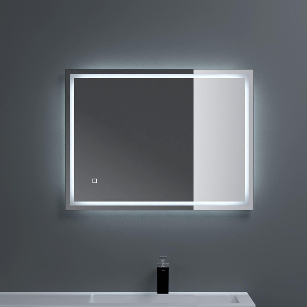 dopporo Badspiegel mit Beleuchtung 60x80cm LED Badezimmerspiegel Wandspiegel dimmbar mit Touch Bedienung Beschlagfrei LED-Spiegel-02