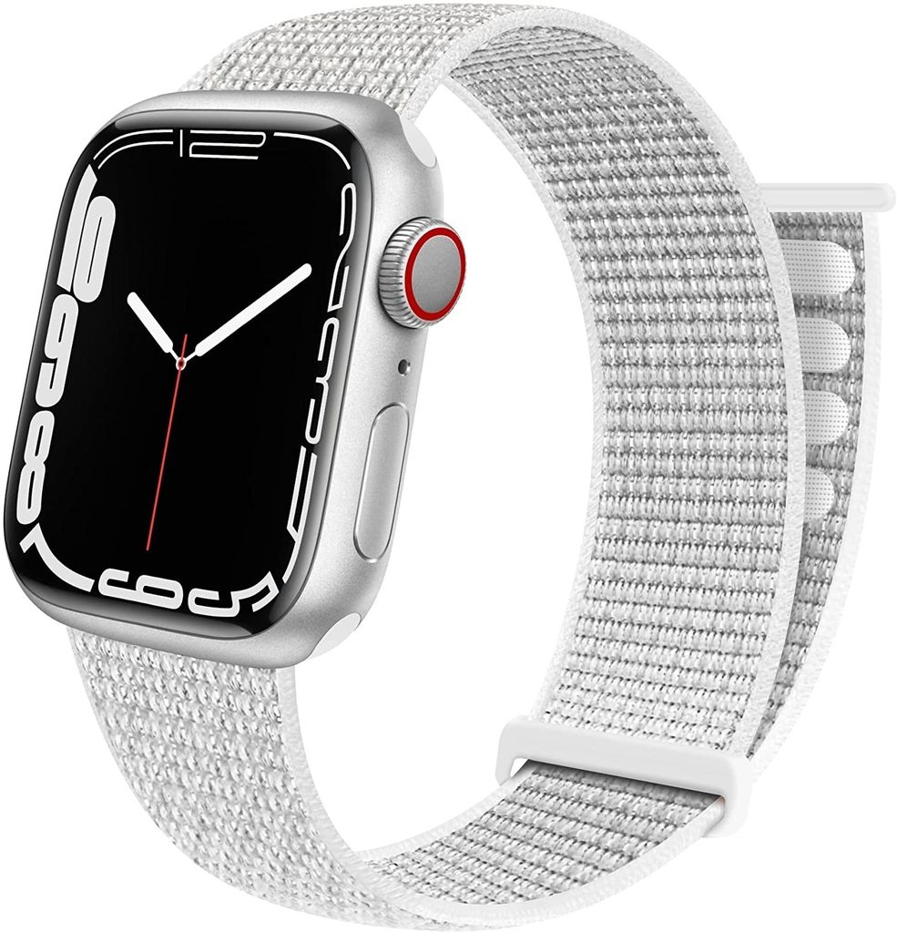 Strap-it Apple Watch 8 Nylon Loop Armband (Weiß)