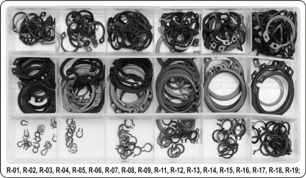 Produktbild von ENVA Seegerringe-Set 300-teilig – Außen-Seegerringe 3-32mm, DIN 472, Manganstahl