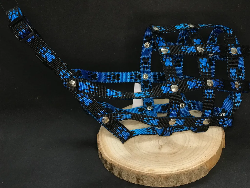 Museruola Design Palkar Taglia 6 Nero-Blu - Comfort per Cani XL