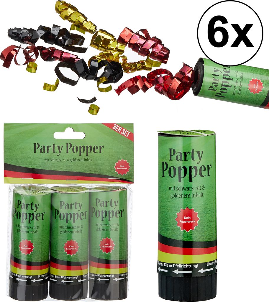 6er Set Party-Popper Deutschland 10cm im 3er Set