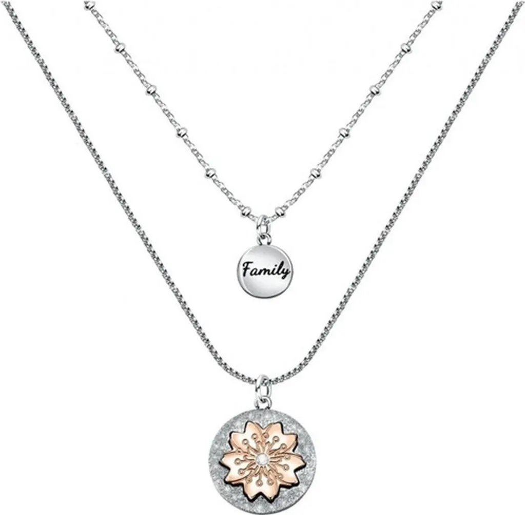 Collier acier femme pendentifs Family LPS10ASF02 anti-oxydation gris