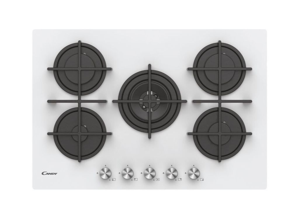 Candy CVG74WPW Einbaukochfeld 75cm 5 Gasbrenner weiß