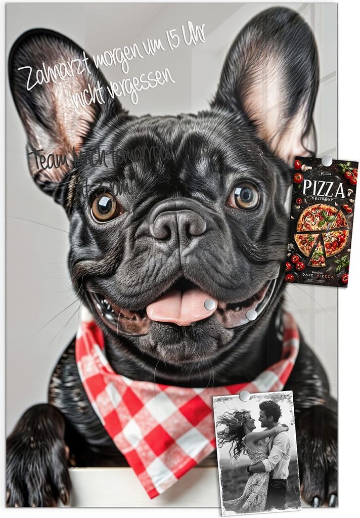 Magnettafel 60x90cm Pinnwand Whiteboard beschreibbar - Französische Bulldogge